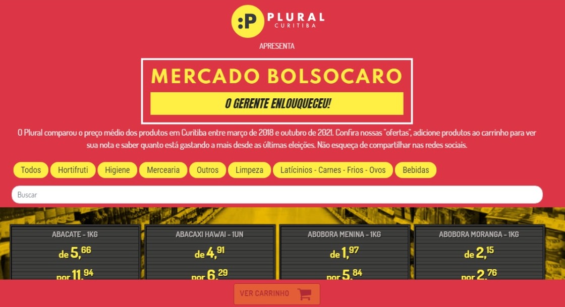 Mercado Bolsocaro: Plural lança ferramenta interativa que mostra aumento de preços em Curitiba