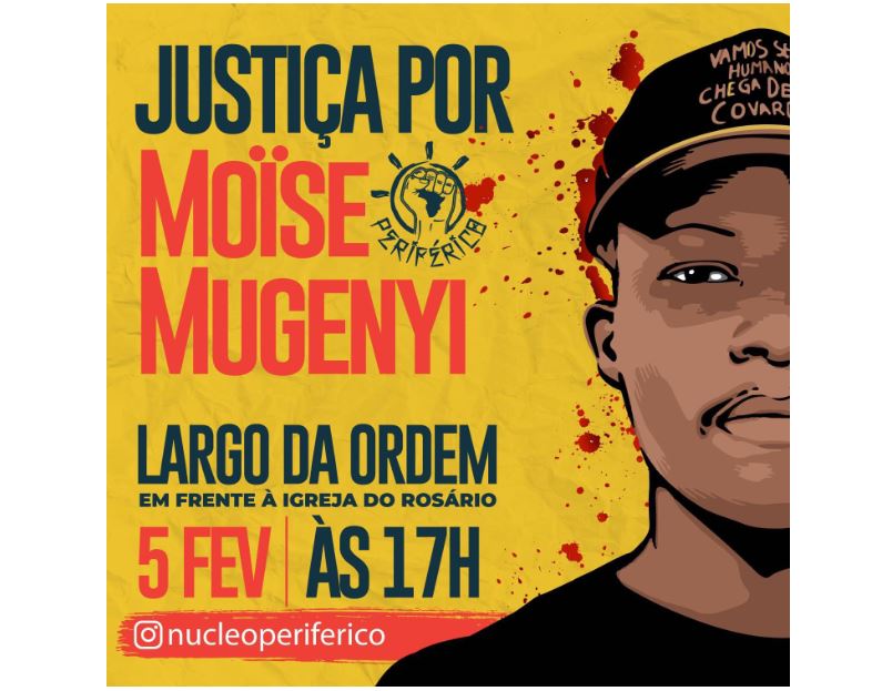 Curitiba terá ato em memória de Moïse Mugenyi neste sábado, na Igreja do Rosário