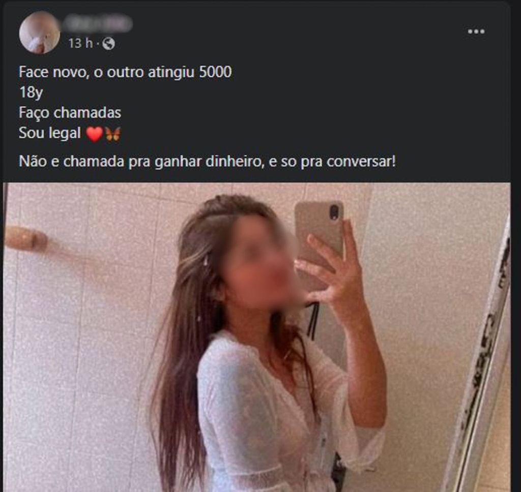 Foto de um perfil falso nas redes sociais