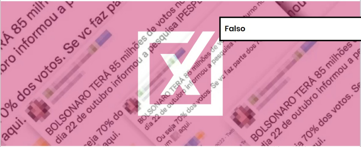 Nenhuma pesquisa eleitoral aponta 70% de votos para Bolsonaro