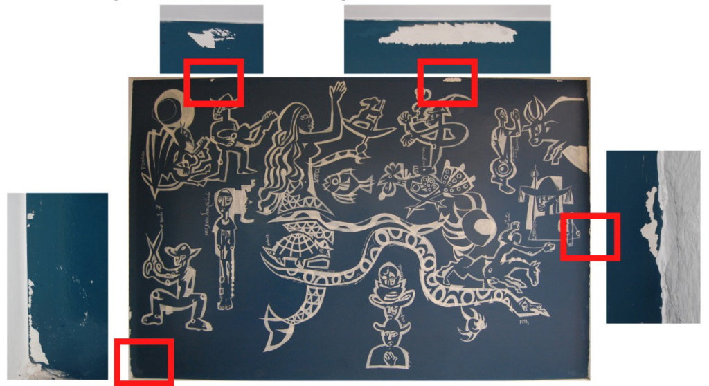 Pontos restaurados do Mural de Poty