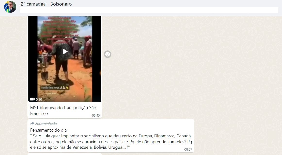 Grupo bolsonarista no WhatsApp tem fake news e ataques ao STF