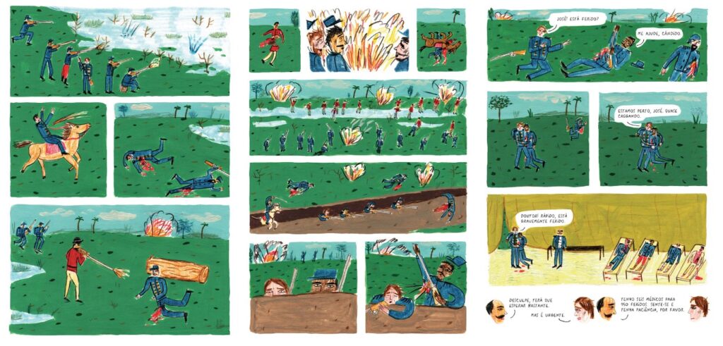 reprodução dos quadrinhos do livro A Mão do Pintor