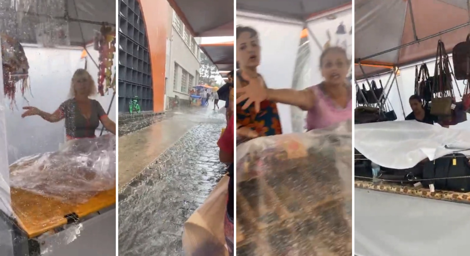 Com novas barracas, chuva molhou produtos de comerciantes de feirinha do Largo
